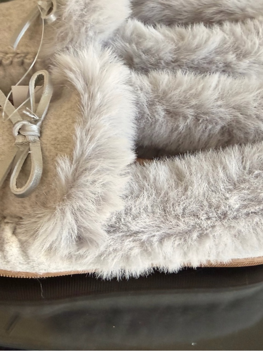 J.Crew Cozy Faux-Fur Moccasin Slippers - Light Heathered Gray - Picture 5 of 5